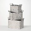 SULLIVANS 9.5 in., 8.5 in. and 7.5 in. Gray Metal Flourish Planter with Handles - (Set of 3) -Vigoro sales Store gray sullivans plant pots met1823 64 1000