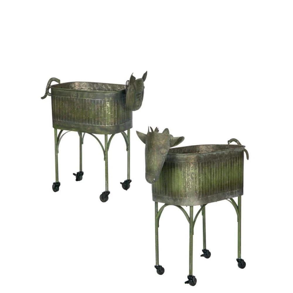 SULLIVANS Green Metal Farm Animal Planters (Set of 2) 3 SULLIVANS Green Metal Farm Animal Planters (Set of 2)