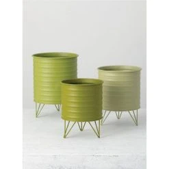 SULLIVANS Green Metal Planters (Set of 3) 9 SULLIVANS Green Metal Planters (Set of 3) -Vigoro sales Store green sullivans plant pots met1510 1f 1000