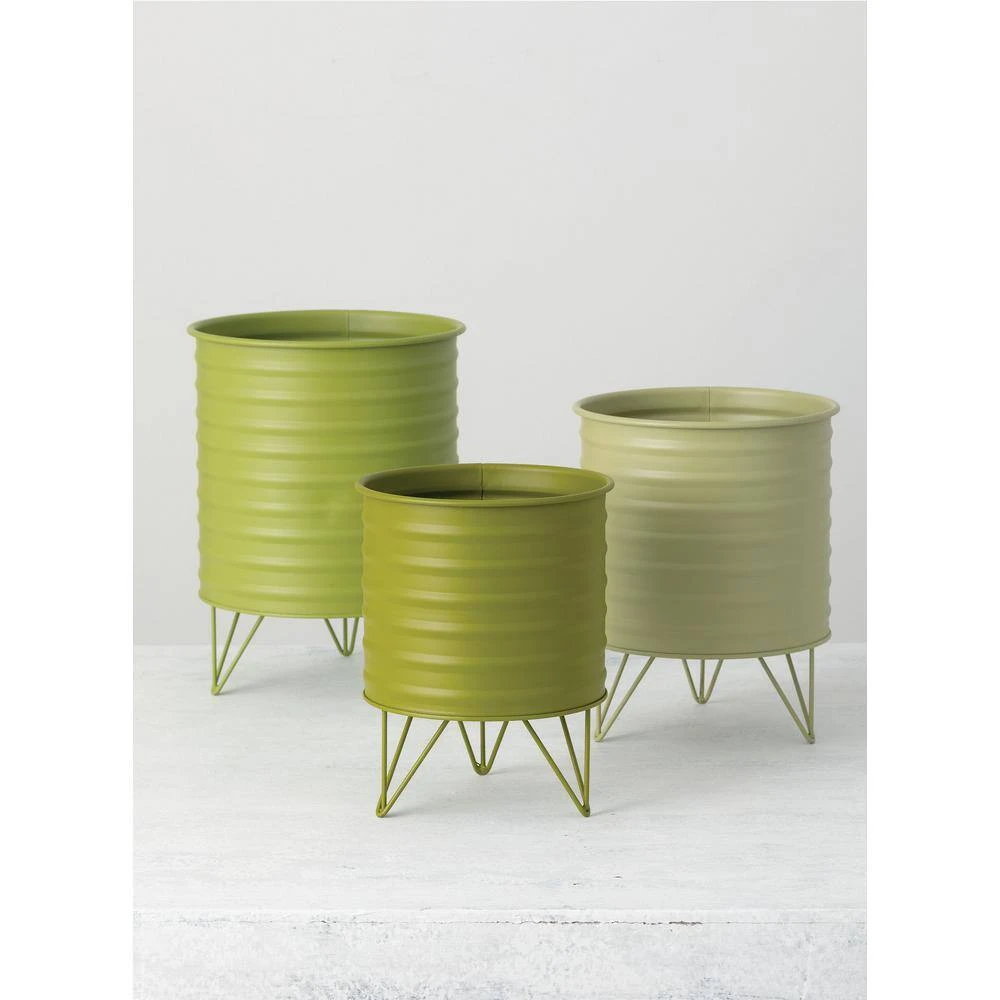 SULLIVANS Green Metal Planters (Set of 3) 6 SULLIVANS Green Metal Planters (Set of 3) - Image 4