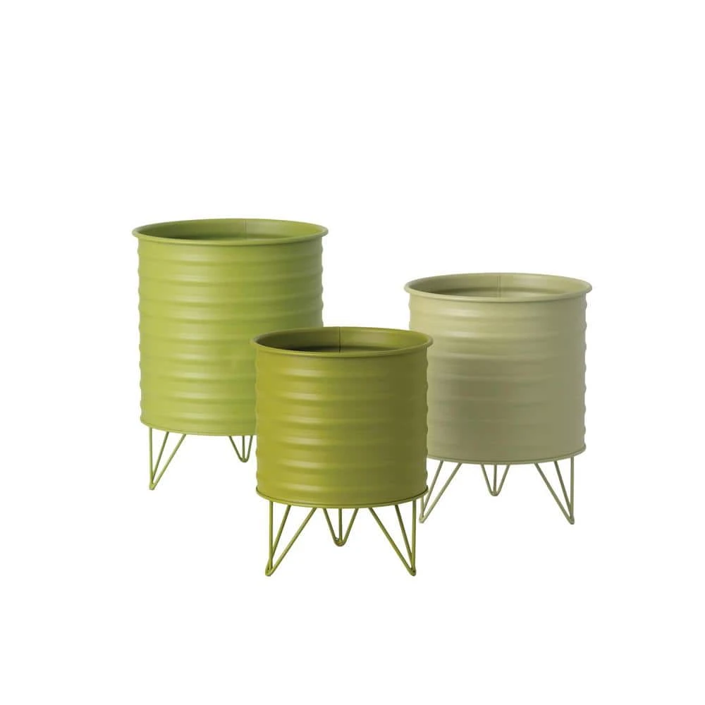 SULLIVANS Green Metal Planters (Set of 3) 3 SULLIVANS Green Metal Planters (Set of 3)