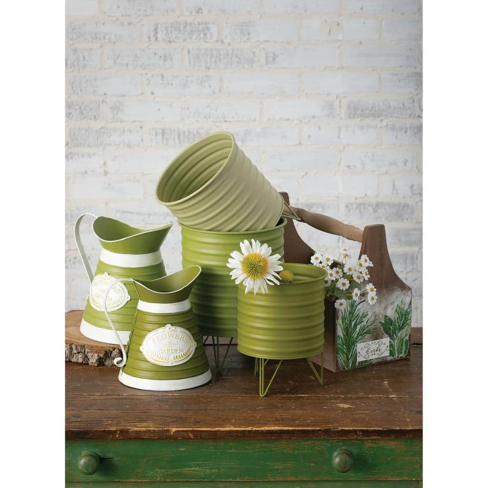 SULLIVANS Green Metal Planters (Set of 3) 4 SULLIVANS Green Metal Planters (Set of 3) - Image 2