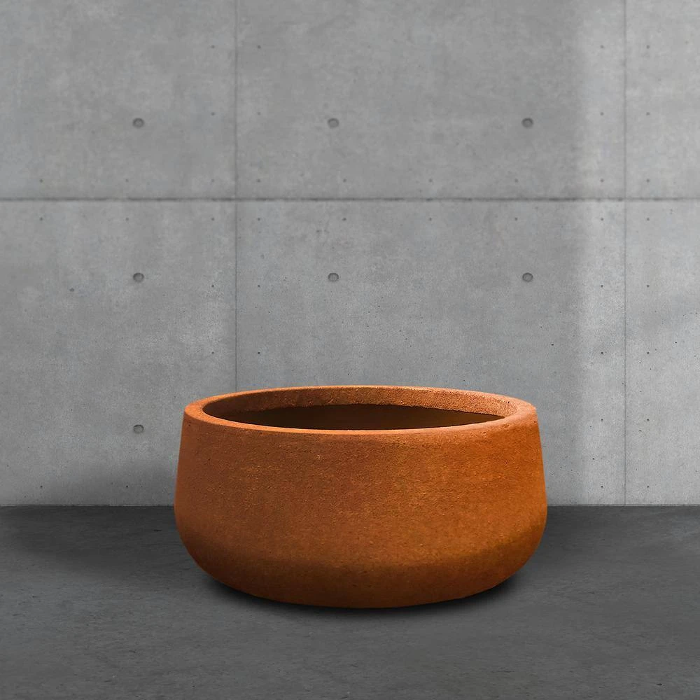 KANTE 16 in. Dia. Round Iron Oxide Concrete Bowl Planter, Outdoor Indoor Large Planter Pot with Drainage Hole 11 KANTE 16 in. Dia. Round Iron Oxide Concrete Bowl Planter, Outdoor Indoor Large Planter Pot with Drainage Hole - Image 9