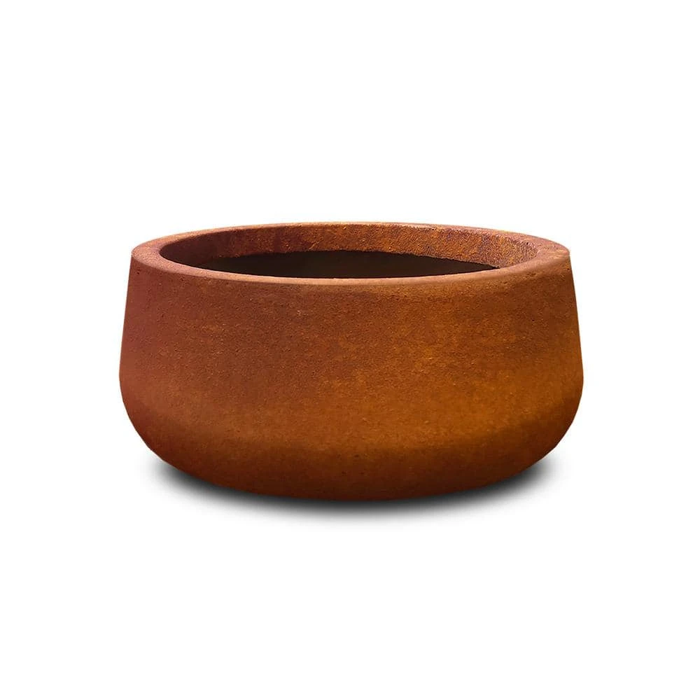 KANTE 16 in. Dia. Round Iron Oxide Concrete Bowl Planter, Outdoor Indoor Large Planter Pot with Drainage Hole 3 KANTE 16 in. Dia. Round Iron Oxide Concrete Bowl Planter, Outdoor Indoor Large Planter Pot with Drainage Hole