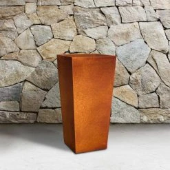 KANTE 28 in. H Iron Oxide Lightweight Concrete Tapered Planter with Drainage Hole, Large Outdoor/Indoor Tall Square Planter -Vigoro sales Store iron oxide kante plant pots rf0229a s c80621 44 1000