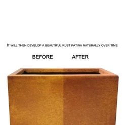 KANTE 28 in. H Iron Oxide Lightweight Concrete Tapered Planter with Drainage Hole, Large Outdoor/Indoor Tall Square Planter -Vigoro sales Store iron oxide kante plant pots rf0229a s c80621 4f 1000