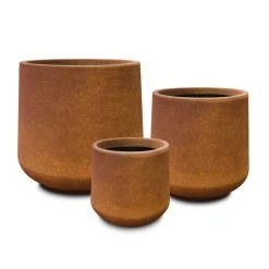 KANTE 17.3 in., 13.4 in., & 10.6 in. H Round Iron Oxide Concrete Planter (Set of 3) Outdoor Indoor Large Pots w/Drainage Holes -Vigoro sales Store iron oxide kante plant pots rf2015022bcd c80621 1f 1000