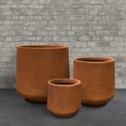 KANTE 17.3 in., 13.4 in., & 10.6 in. H Round Iron Oxide Concrete Planter (Set of 3) Outdoor Indoor Large Pots w/Drainage Holes -Vigoro sales Store iron oxide kante plant pots rf2015022bcd c80621 31 1000