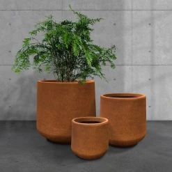 KANTE 17.3 in., 13.4 in., & 10.6 in. H Round Iron Oxide Concrete Planter (Set of 3) Outdoor Indoor Large Pots w/Drainage Holes -Vigoro sales Store iron oxide kante plant pots rf2015022bcd c80621 76 1000