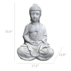 KANTE 25.6 in. H Natural Concrete/Fiberglass Indoor Outdoor Sitting Meditating Zen Buddha Statue -Vigoro sales Store kante garden statues osp141006 c80021 31 1000