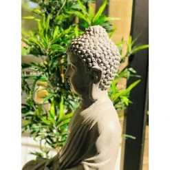 KANTE 25.6 in. H Natural Concrete/Fiberglass Indoor Outdoor Sitting Meditating Zen Buddha Statue -Vigoro sales Store kante garden statues osp141006 c80021 44 1000