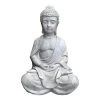 KANTE 25.6 in. H Natural Concrete/Fiberglass Indoor Outdoor Sitting Meditating Zen Buddha Statue