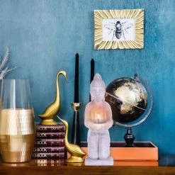 KANTE 12.8 in. H Gray Cement Buddha Tealight Candle Holder Garden Statue Ornament -Vigoro sales Store kante garden statues sx20200173 44 1000