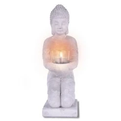KANTE 12.8 in. H Gray Cement Buddha Garden Statue Tealight Candle Holder Ornament -Vigoro sales Store kante garden statues sx20200175 44 1000