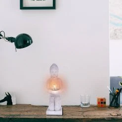 KANTE 12.8 in. H Gray Cement Buddha Garden Statue Tealight Candle Holder Ornament -Vigoro sales Store kante garden statues sx20200175 4f 1000