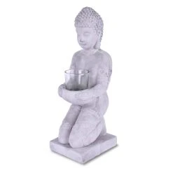 KANTE 12.8 in. H Gray Cement Buddha Garden Statue Tealight Candle Holder Ornament -Vigoro sales Store kante garden statues sx20200175 fa 1000