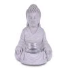 KANTE 6.5 in. H Gray Cement Sitting Buddha Garden Statue Tealight Candle Holder Ornament (2-Pack)