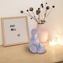 KANTE 6.5 in. H Gray Cement Sitting Buddha Garden Statue Tealight Candle Holder Ornament (2-Pack) 12 KANTE 6.5 in. H Gray Cement Sitting Buddha Garden Statue Tealight Candle Holder Ornament (2-Pack) -Vigoro sales Store kante garden statues sx20200178 1f 1000