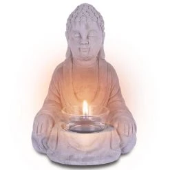 KANTE 6.5 in. H Gray Cement Sitting Buddha Garden Statue Tealight Candle Holder Ornament (2-Pack) 13 KANTE 6.5 in. H Gray Cement Sitting Buddha Garden Statue Tealight Candle Holder Ornament (2-Pack) -Vigoro sales Store kante garden statues sx20200178 44 1000