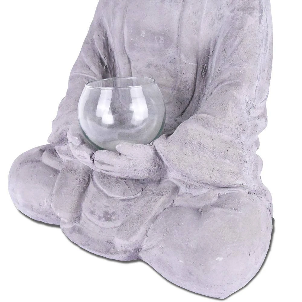 KANTE 14.17 in. H Gray Cement Meditating Buddha Garden Statue Tealight Candle Holder Ornament 9 KANTE 14.17 in. H Gray Cement Meditating Buddha Garden Statue Tealight Candle Holder Ornament - Image 7
