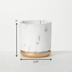 SULLIVANS Marbled White and Gold Terracotta Pot -Vigoro sales Store marbled white and gold sullivans plant pots cmt1208 1f 1000