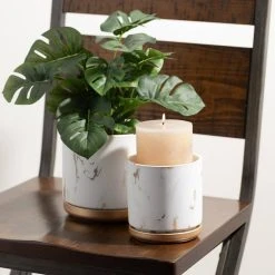 SULLIVANS Marbled White and Gold Terracotta Pot -Vigoro sales Store marbled white and gold sullivans plant pots cmt1208 4f 1000