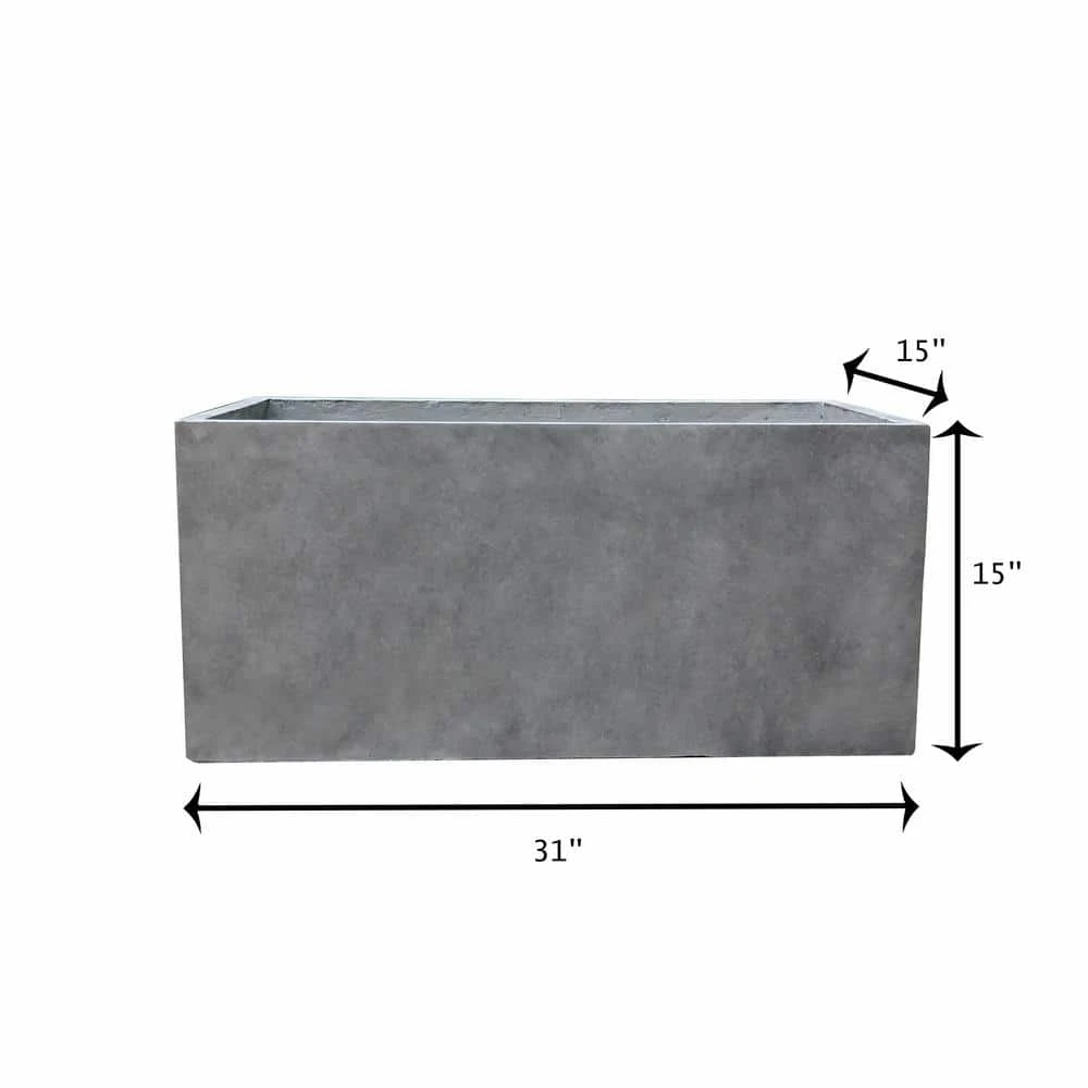 KANTE 31 in. L Rectangular Natural Concrete/Fiberglass Indoor Outdoor Elegant Long Planter 6 KANTE 31 in. L Rectangular Natural Concrete/Fiberglass Indoor Outdoor Elegant Long Planter - Image 4