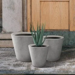KANTE Large, Medium, Small Round Natural Finish Lightweight Concrete and Weather Resistant Fiberglass Planters (Set of 3) -Vigoro sales Store natural concrete kante plant pots rc0154bcd c80021 44 1000