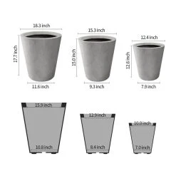 KANTE Large, Medium, Small Round Natural Finish Lightweight Concrete and Weather Resistant Fiberglass Planters (Set of 3) -Vigoro sales Store natural concrete kante plant pots rc0154bcd c80021 4f 1000