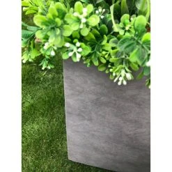 KANTE Set of 3 Lightweight Modern Square Outdoor Planters, 16 in., 12 in. and 10 in. Tall, Natural Concrete -Vigoro sales Store natural concrete kante plant pots rf0001abcc80021 4f 1000