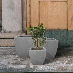 KANTE Square Natural Finish Lightweight Concrete & Weather Resistant Fiberglass Planters with Drainage Holes (Set of 3) -Vigoro sales Store natural concrete kante plant pots rf0126abc c80021 44 1000