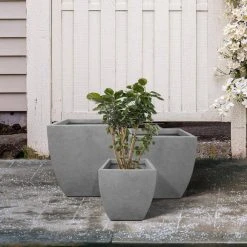 KANTE Square Natural Finish Lightweight Concrete & Weather Resistant Fiberglass Planters with Drainage Holes (Set of 3) -Vigoro sales Store natural concrete kante plant pots rf0126abc c80021 76 1000