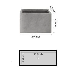 KANTE 6.89"W x 19.49"L x 15.94"H Rectangular Natural Finish Lightweight Concrete and Fiberglass Long Planter w/ Drainage Hole -Vigoro sales Store natural concrete kante plant pots rf0260a c80021 4f 1000