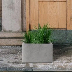 KANTE 6.89"W x 19.49"L x 15.94"H Rectangular Natural Finish Lightweight Concrete and Fiberglass Long Planter w/ Drainage Hole -Vigoro sales Store natural concrete kante plant pots rf0260a c80021 76 1000
