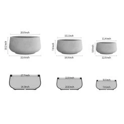 KANTE 21.6", 16.9", and 12.5"W Round Natural Concrete Elegant Planters, Set of 3 Outdoor Indoor Seamless w/ Drainage Hole -Vigoro sales Store natural concrete kante plant pots rf2015021abc c80021 c3 1000