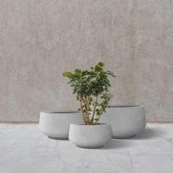 KANTE 21.6", 16.9", and 12.5"W Round Natural Concrete Elegant Planters, Set of 3 Outdoor Indoor Seamless w/ Drainage Hole -Vigoro sales Store natural concrete kante plant pots rf2015021abc c80021 fa 1000