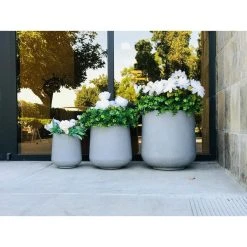 KANTE 17.3 in. Tall Natural Lightweight Concrete Footed Tulip Outdoor Round Planter (Set of 3) -Vigoro sales Store natural kante plant pots rf2015022bcd c80021 1f 1000