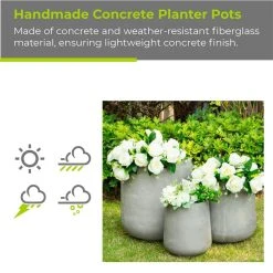 KANTE 17.3 in. Tall Natural Lightweight Concrete Footed Tulip Outdoor Round Planter (Set of 3) -Vigoro sales Store natural kante plant pots rf2015022bcd c80021 fa 1000