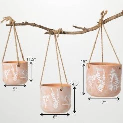 SULLIVANS Terracotta Herb Hanging Ceramic Planters - Set of 3 -Vigoro sales Store orange sullivans plant pots cm3008 1f 1000