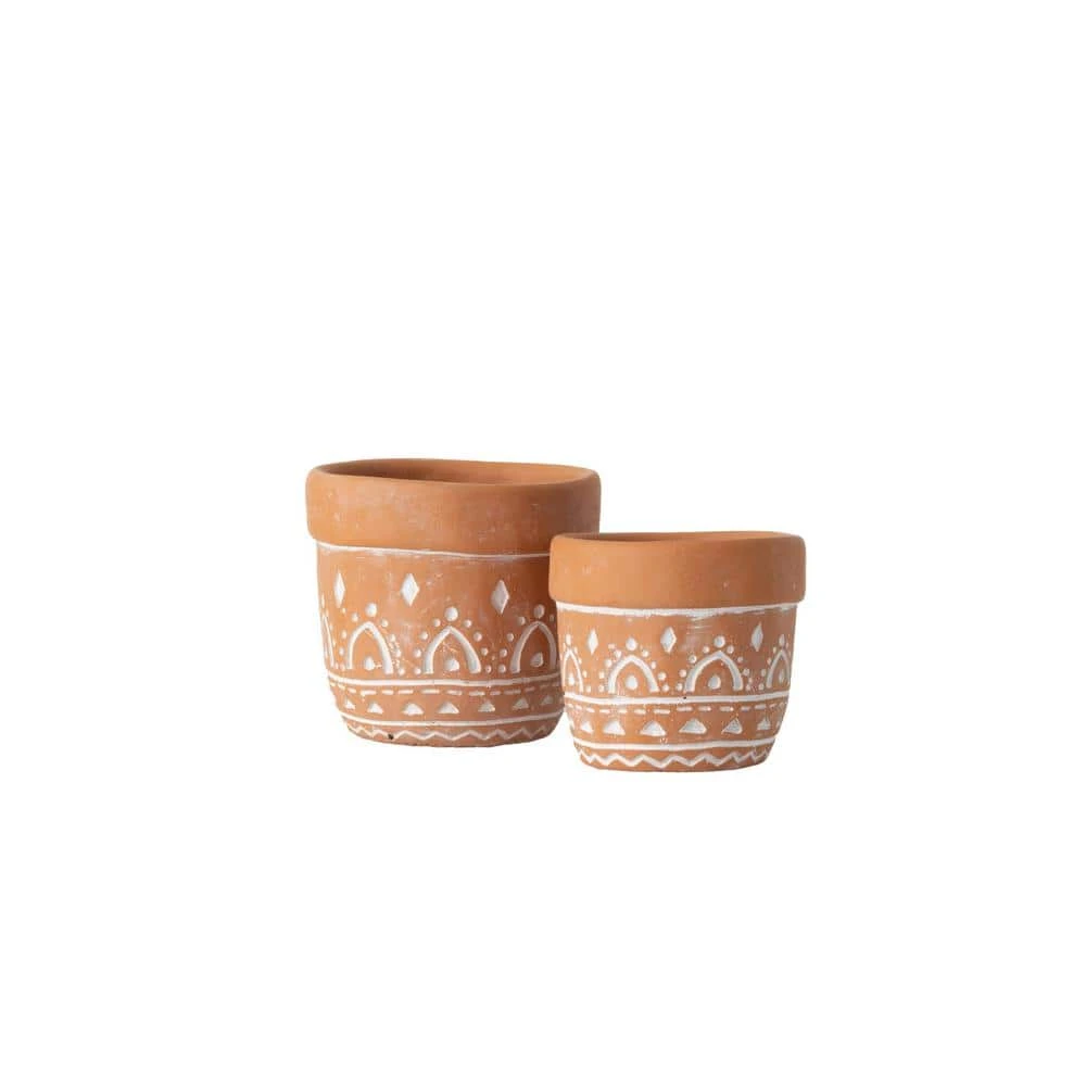 SULLIVANS Orange Cement Planter (Set of 2) 3 SULLIVANS Orange Cement Planter (Set of 2)