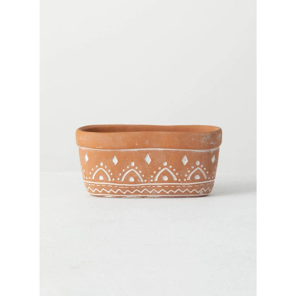 SULLIVANS Orange Cement Double Planter 3 SULLIVANS Orange Cement Double Planter