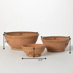 SULLIVANS Adobe Cement Dish Planter - Set of 3 -Vigoro sales Store orange sullivans plant pots cmt1218 44 1000