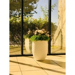 KANTE 21.7 in. H Round Pure White Concrete Indoor Outdoor Modern Tall Planter -Vigoro sales Store pure white kante plant pots osc0066a c80011 44 1000