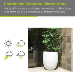 KANTE 21.7 in. H Round Pure White Concrete Indoor Outdoor Modern Tall Planter -Vigoro sales Store pure white kante plant pots osc0066a c80011 d4 1000