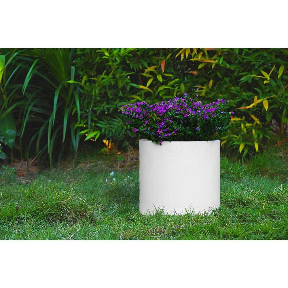 KANTE 9.8 in. W Round Pure White Concrete/Fiberglass Indoor Outdoor Modern Seamless Planter 4 KANTE 9.8 in. W Round Pure White Concrete/Fiberglass Indoor Outdoor Modern Seamless Planter - Image 2