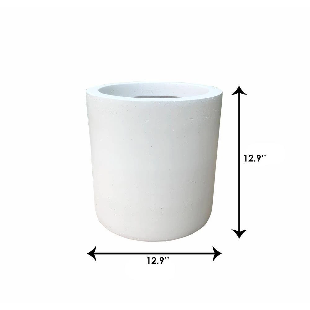 KANTE 12.9 in. W Round Pure White Concrete/Fiberglass Indoor Outdoor Modern Seamless Planter 7 KANTE 12.9 in. W Round Pure White Concrete/Fiberglass Indoor Outdoor Modern Seamless Planter - Image 5