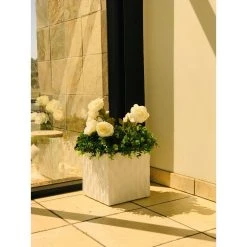 KANTE 16 in. W Square Pure White Concrete/Fiberglass Indoor Outdoor Elegant Retro Planter 12 KANTE 16 in. W Square Pure White Concrete/Fiberglass Indoor Outdoor Elegant Retro Planter -Vigoro sales Store pure white kante plant pots osf0201c c80011 1f 1000