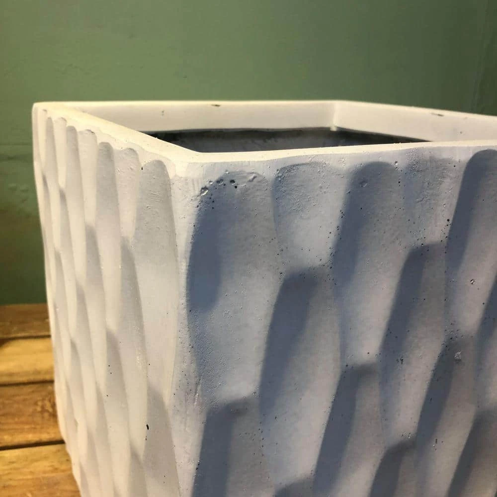 KANTE 16 in. W Square Pure White Concrete/Fiberglass Indoor Outdoor Elegant Retro Planter 7 KANTE 16 in. W Square Pure White Concrete/Fiberglass Indoor Outdoor Elegant Retro Planter - Image 5