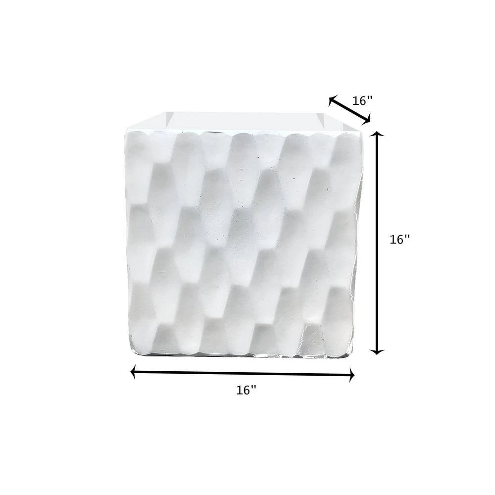 KANTE 16 in. W Square Pure White Concrete/Fiberglass Indoor Outdoor Elegant Retro Planter 9 KANTE 16 in. W Square Pure White Concrete/Fiberglass Indoor Outdoor Elegant Retro Planter - Image 7