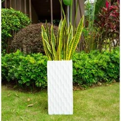 KANTE 23.6 in. H Square Pure White Concrete/Fiberglass Indoor Outdoor Elegant Retro Tall Planter 12 KANTE 23.6 in. H Square Pure White Concrete/Fiberglass Indoor Outdoor Elegant Retro Tall Planter -Vigoro sales Store pure white kante plant pots osf0202b c80011 1f 1000